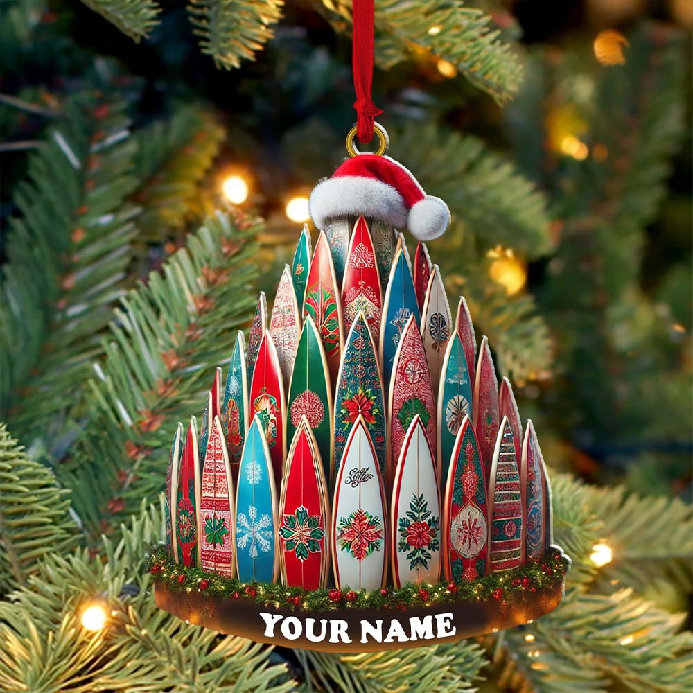 Blisscorners Custom Name Surfing Ornament, Christmas Gift for Surfing Lover2D Flat LM2111