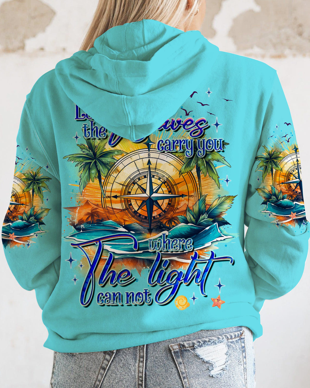 BLISSCORNERS LET THE WAVES CARRY YOU COMPASS ALL OVER PRINT