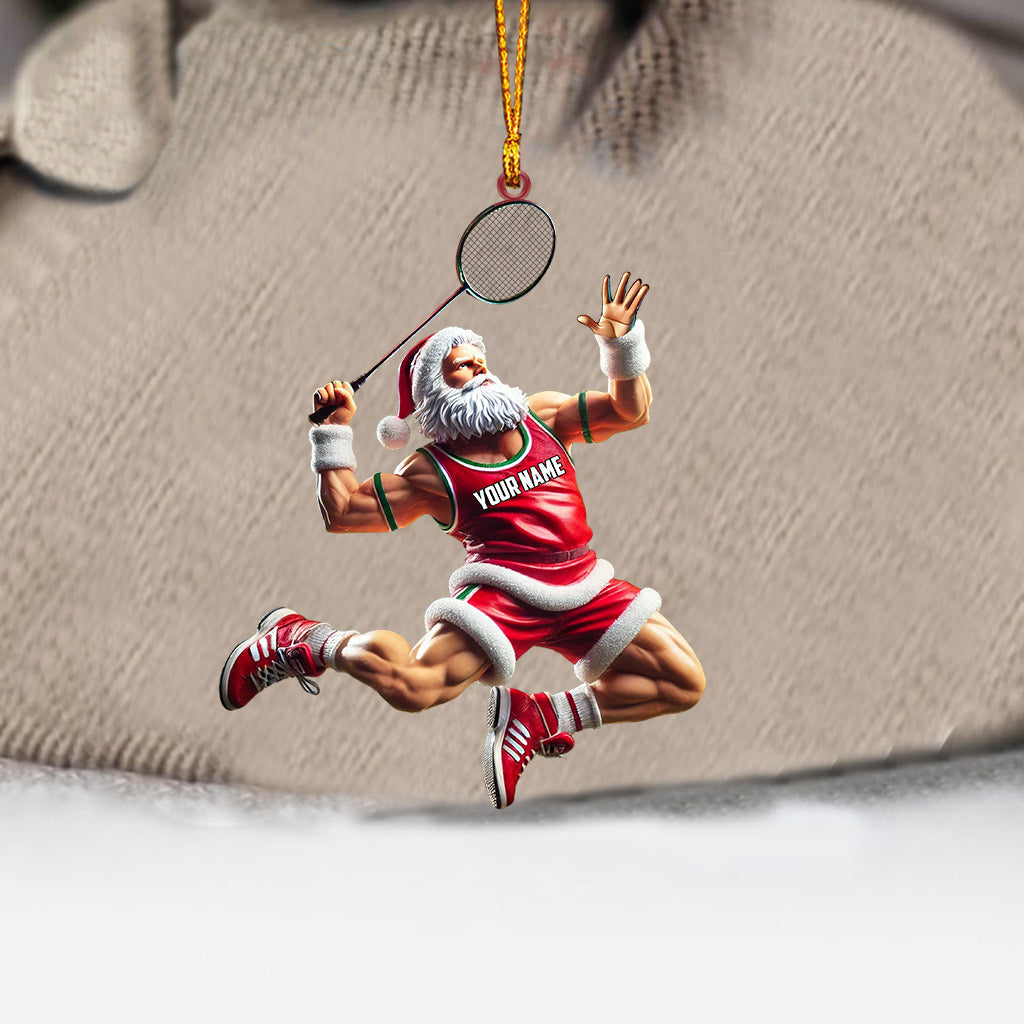 Blisscorners Santa Plays Badminton Christmas Ornament, Personalized Ornament2D Flat LM2211
