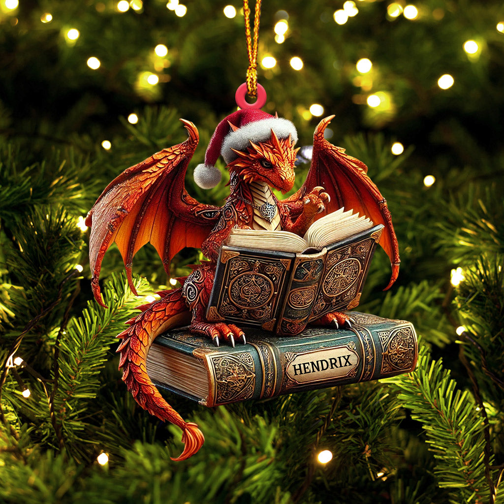 Blisscorners Dragon Reading Book Christmas Ornament, Personalized Ornament2D Flat LM2211