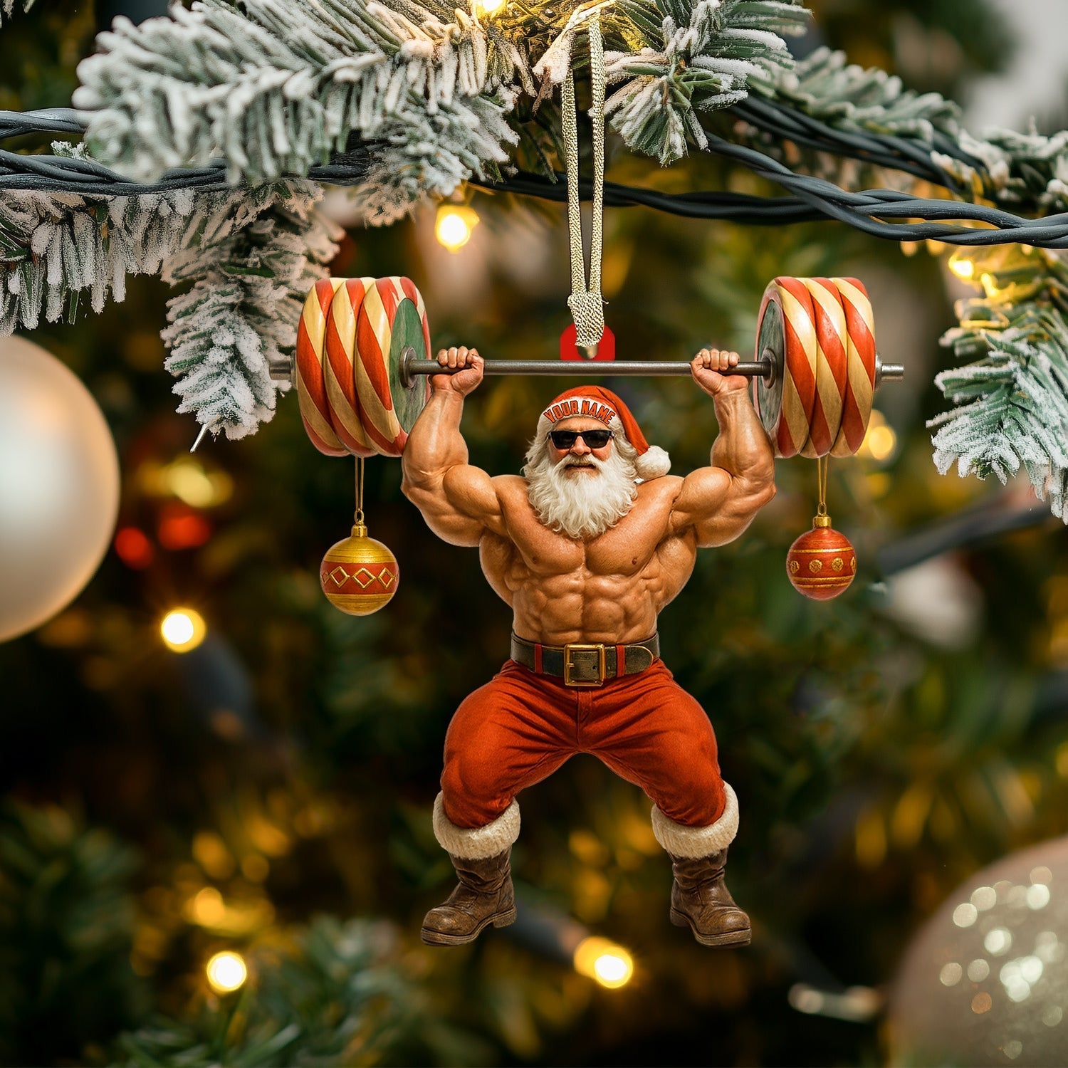 Blisscorners Weightlifting Santa, Home Decor, Christmas Ornament2D Flat LM2111