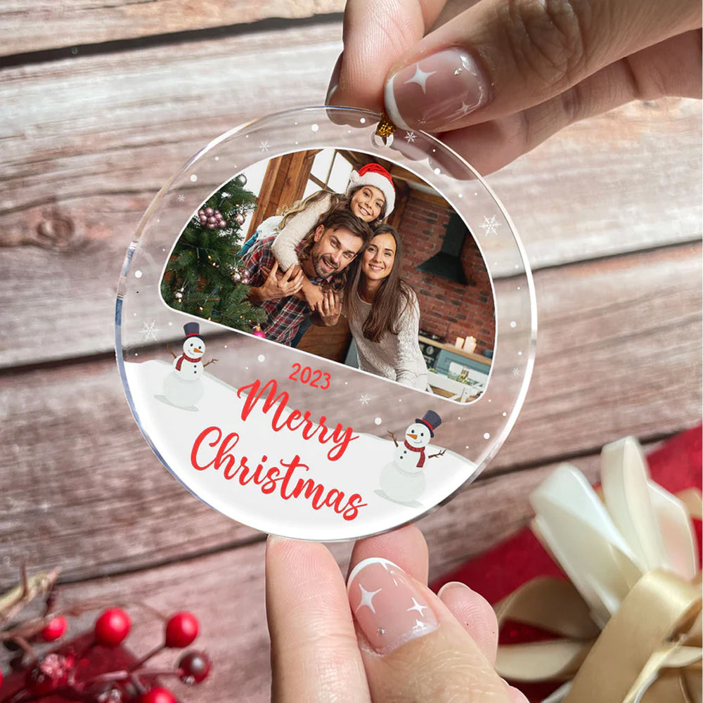 Blisscorners Merry Christmas Family Photo - Custom Photo, Personalized Acrylic Ornament - Gift For Christmas2D Flat LM2111