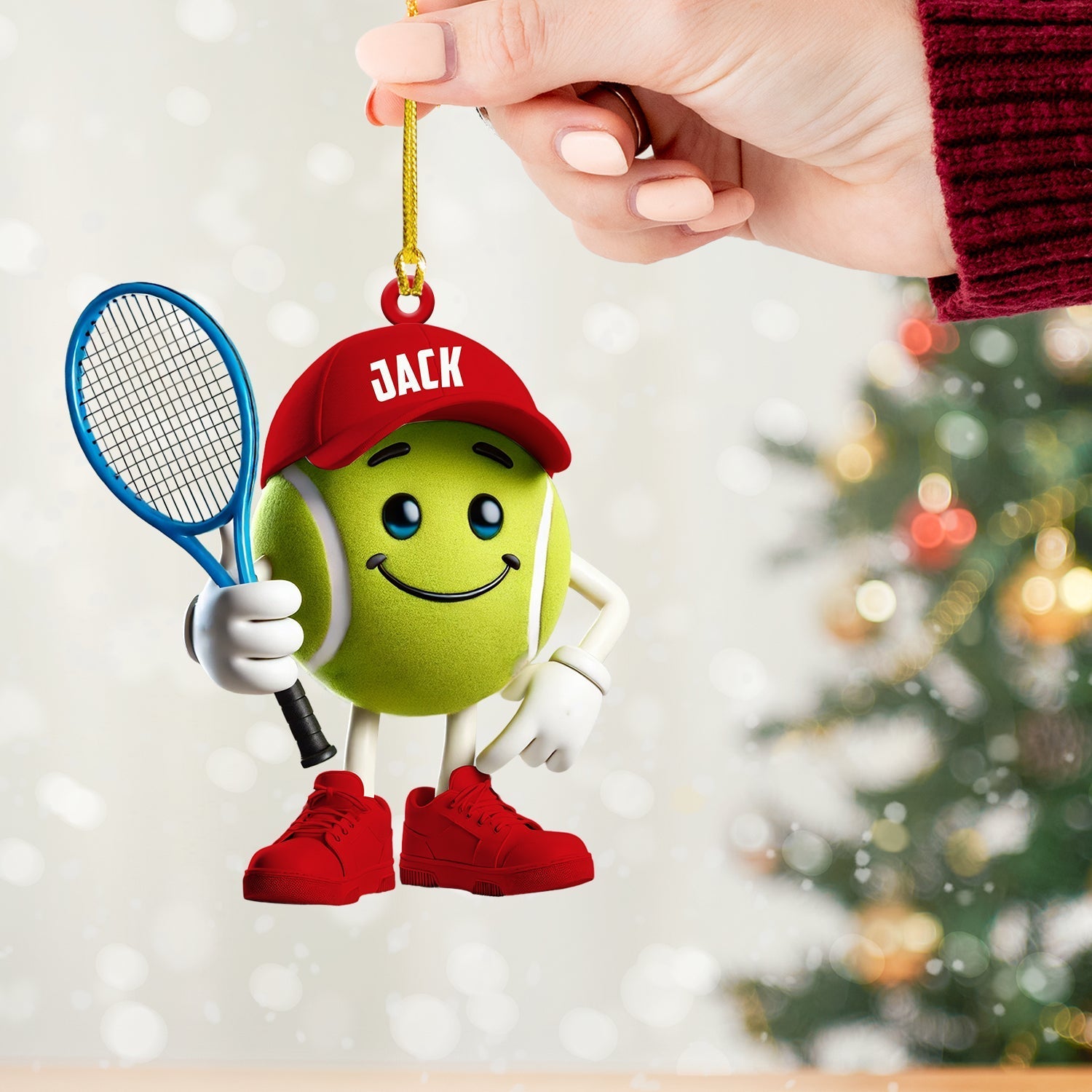 Blisscorners Cool Tennis Ball Christmas Ornament, Personalized Ornament2D Flat LM2211