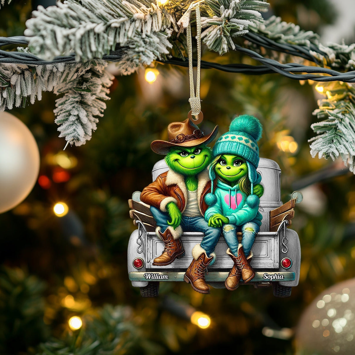 Blisscorners ELF Couple On Car Home Decor Christmas Ornament, Personalized Ornament2D Flat LM2211