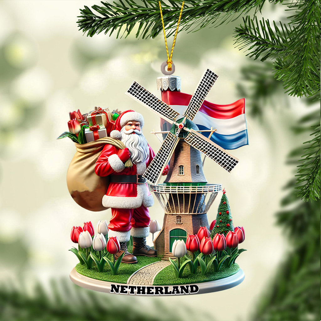 Blisscorners Santa Netherlands Christmas Ornament, Personalized Ornament2D Flat LM2211