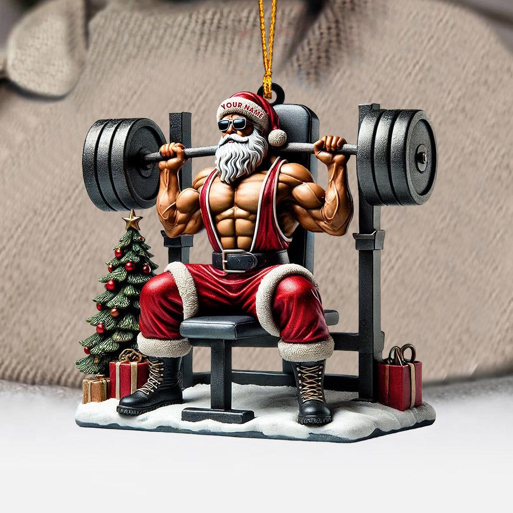 Blisscorners Santa Muscle Weightlifting Christmas Ornament, Personalized Ornament2D Flat LM2211