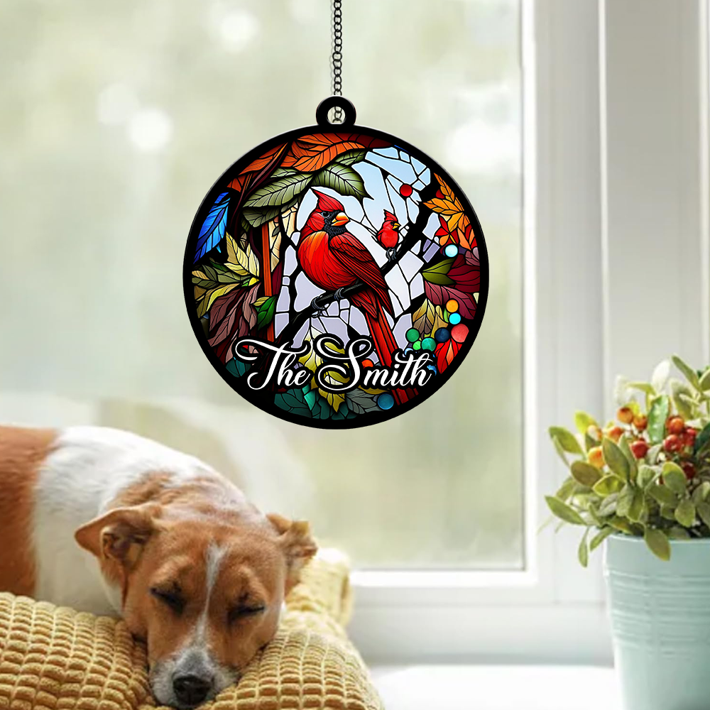 Blisscorners Cardinal Remembrance Gifts - Custom Background And Name - Personalized Acrylic Ornament - Window Ornament2D Flat LM2111