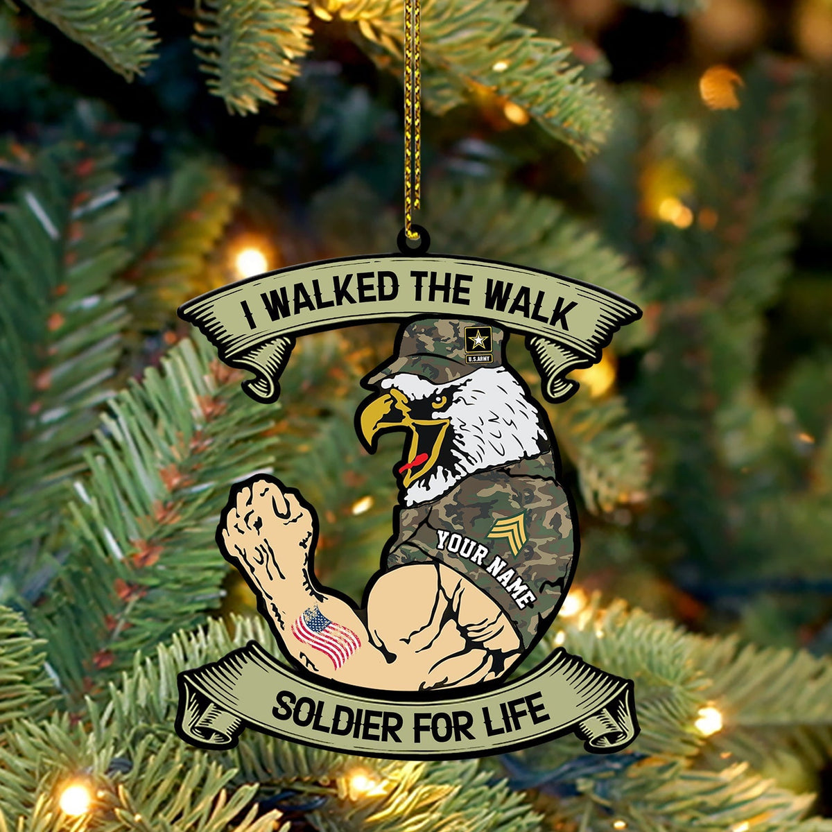 Blisscorners USA Veteran Ornament, Personalized Ornament2D Flat LM2211