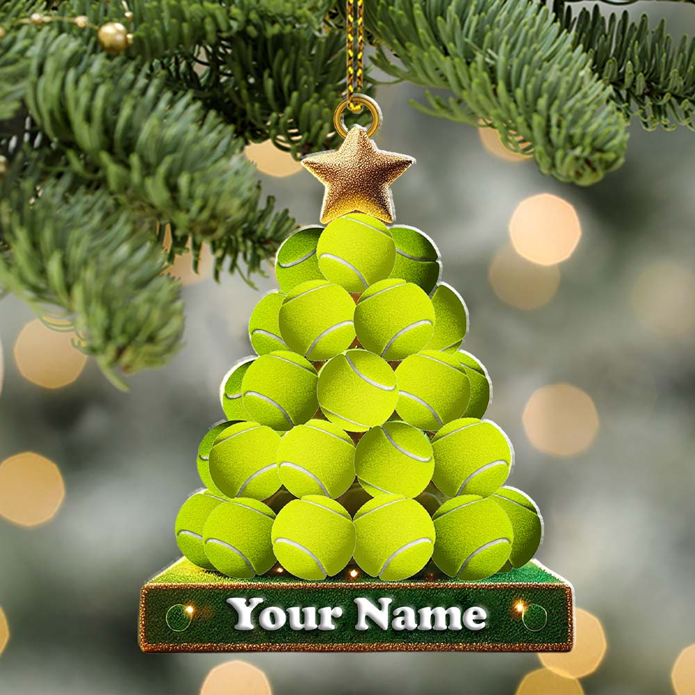 Blisscorners Tennis Ball Tree Christmas Ornament, Personalized Ornament42D Flat LM2211