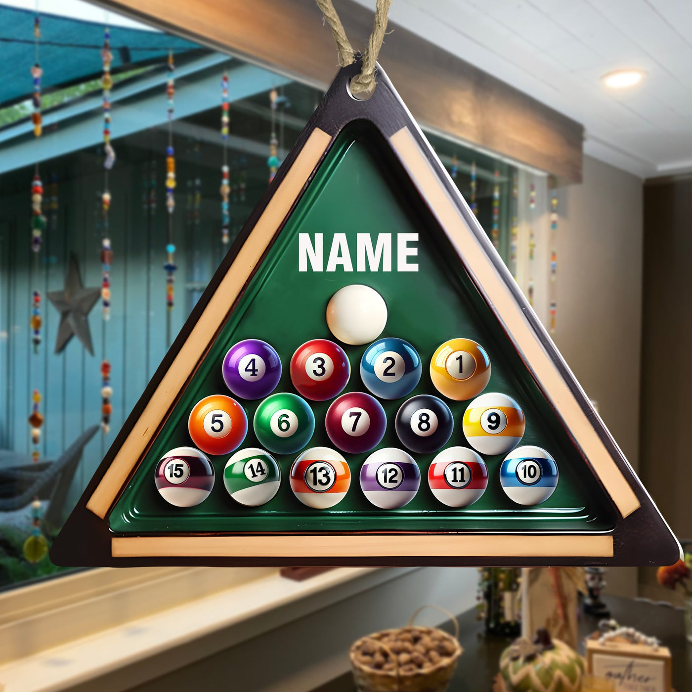 Blisscorners Pool Table Billiard Ball Christmas Ornament, Personalized Ornament2D Flat LM2211