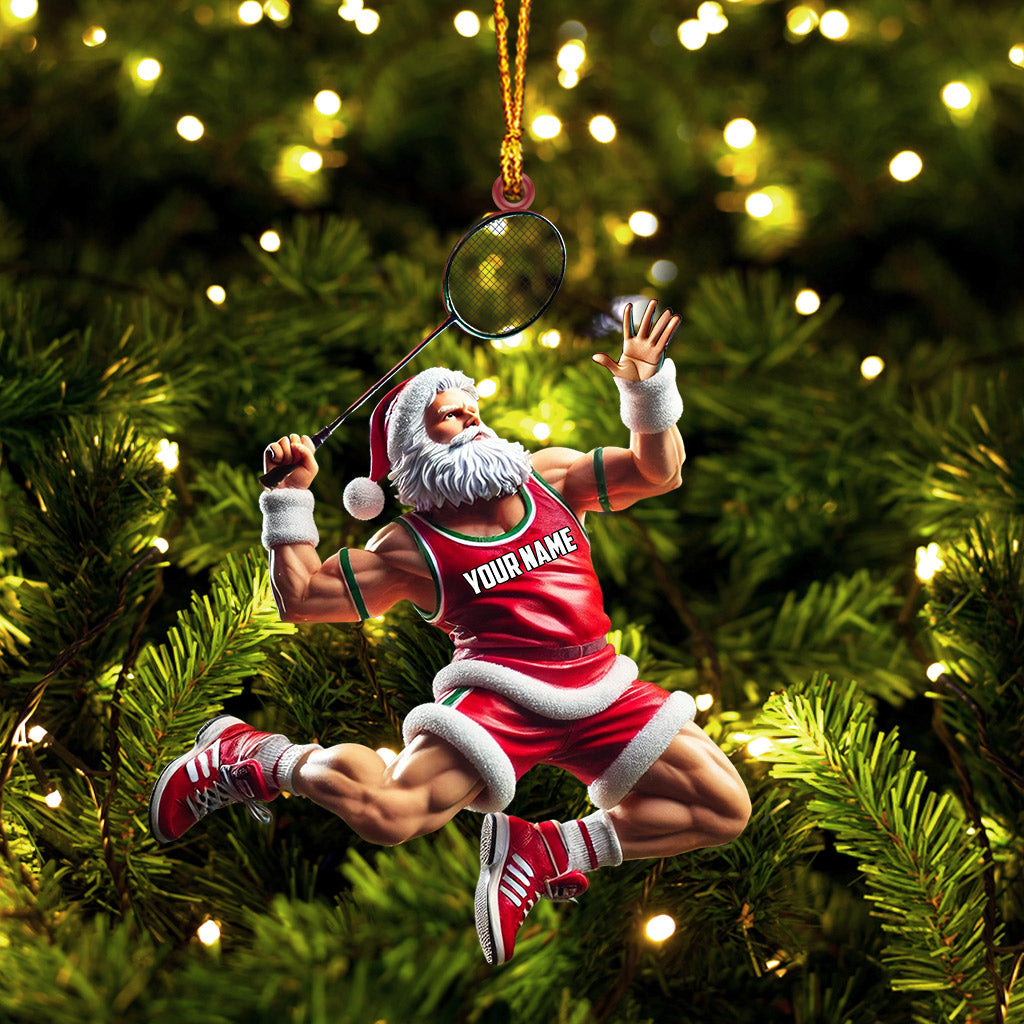 Blisscorners Santa Plays Badminton Christmas Ornament, Personalized Ornament2D Flat LM2211
