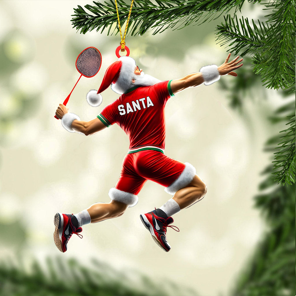 Blisscorners Santa Badminton Christmas Ornament, Personalized Ornament2D Flat LM2211