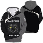 Blisscorners Black Cat Custom Name Shirt Hello Darkness My Old Friend 3D Shirts Gift For Cat Lovers