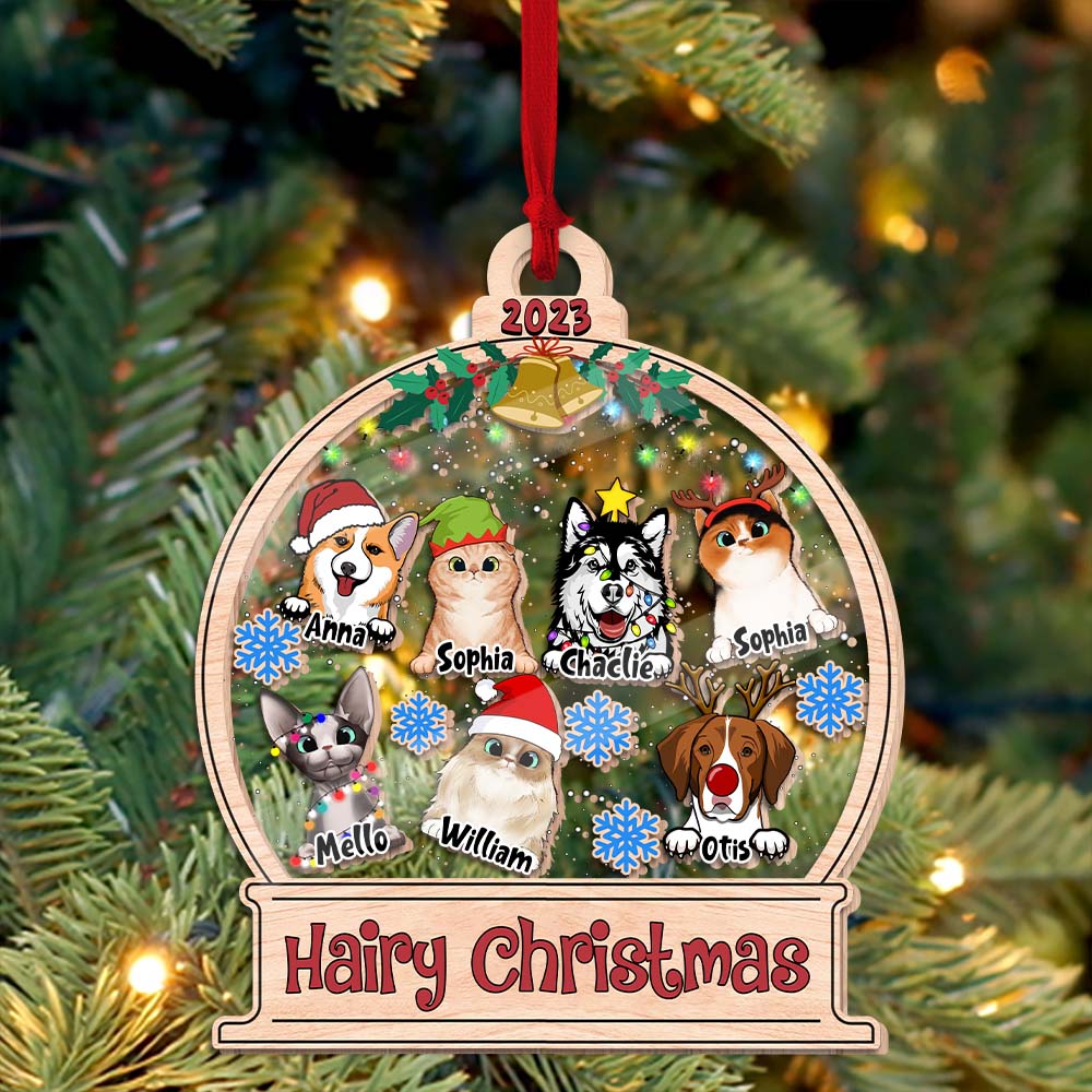 Blisscorners Personalized Ornament - Hairy Christmas - Pet Christmas - Custom Shaker Ornament2D Flat LM2111