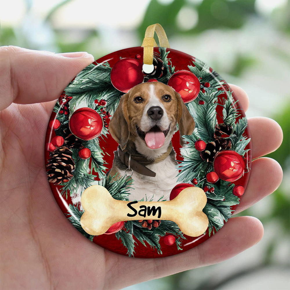 Blisscorners Xmas Pet Photo - Personalized Christmas Ceramic Ornament - Gift For Pet Lover2D Flat LM2111