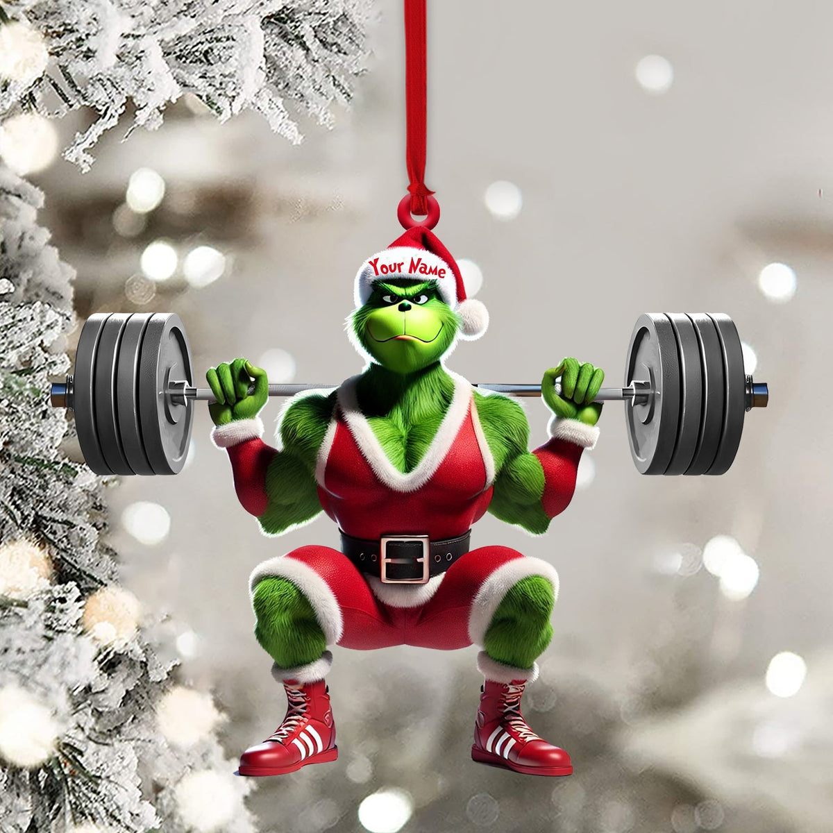 Blisscorners ELF Weightlifting Christmas Ornament, Personalized Ornament2D Flat LM2211