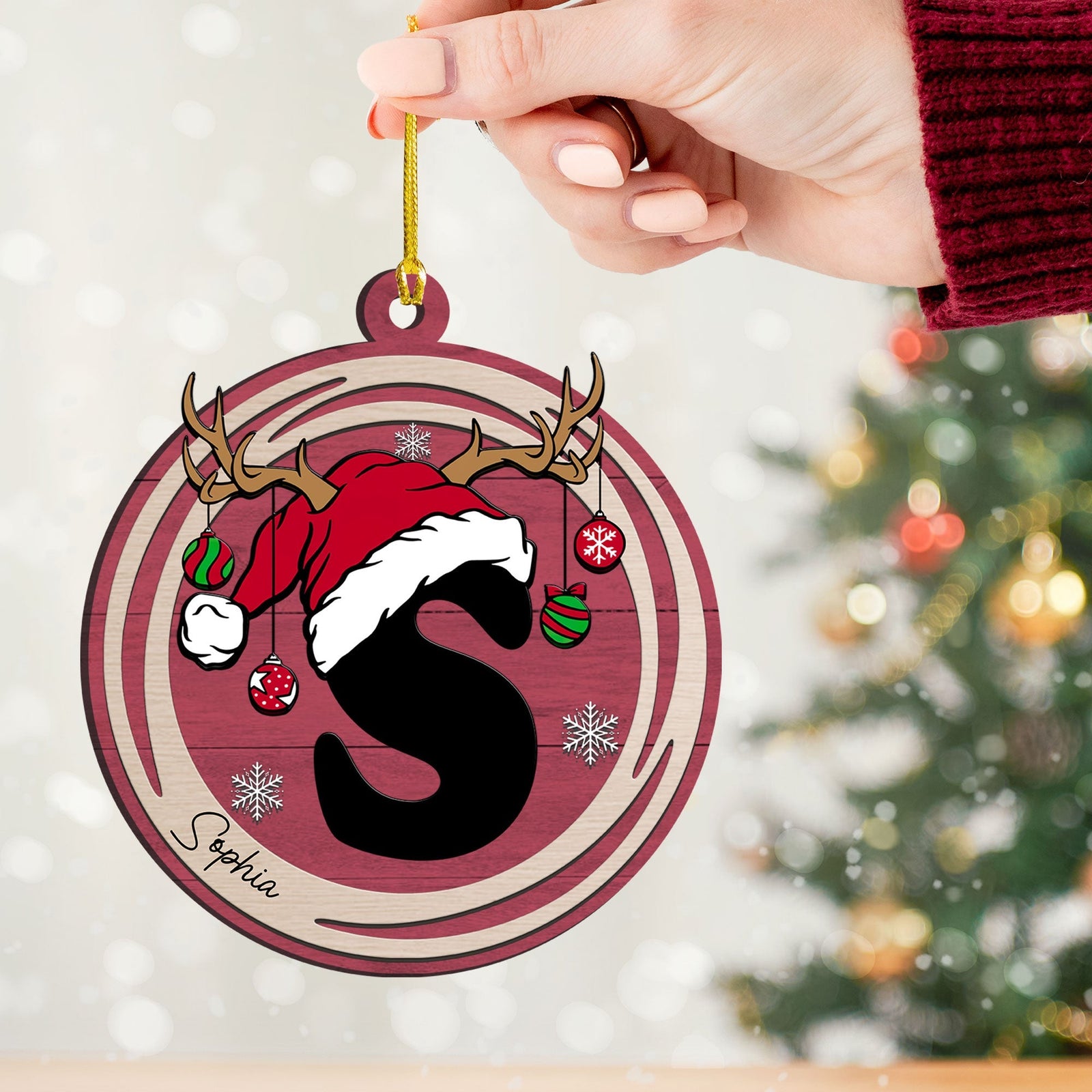 Blisscorners Christmas Letter - Personalized 2-Layered Wooden Ornament - Gift For Family, Xmas Gift2D Flat LM2111