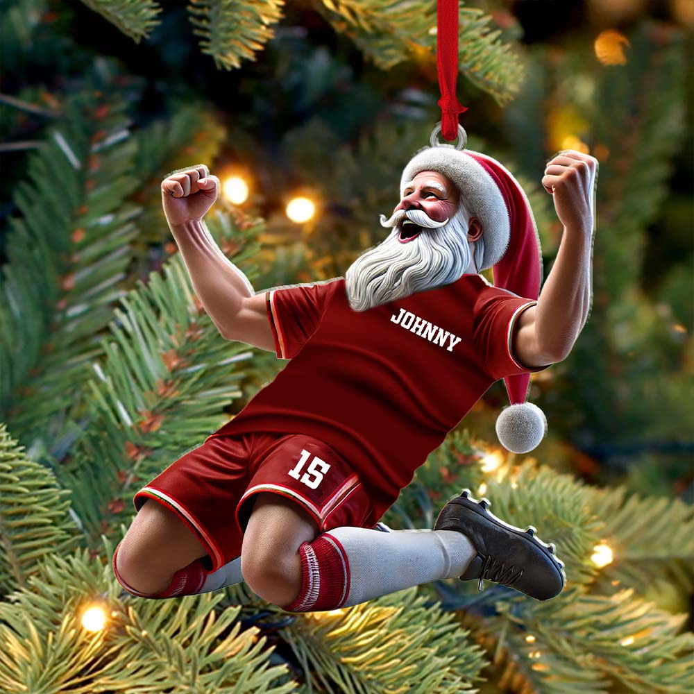 Blisscorners Custom Name and Number Soccer Santa Ornament, Soccer Christmas Gift2D Flat LM2211