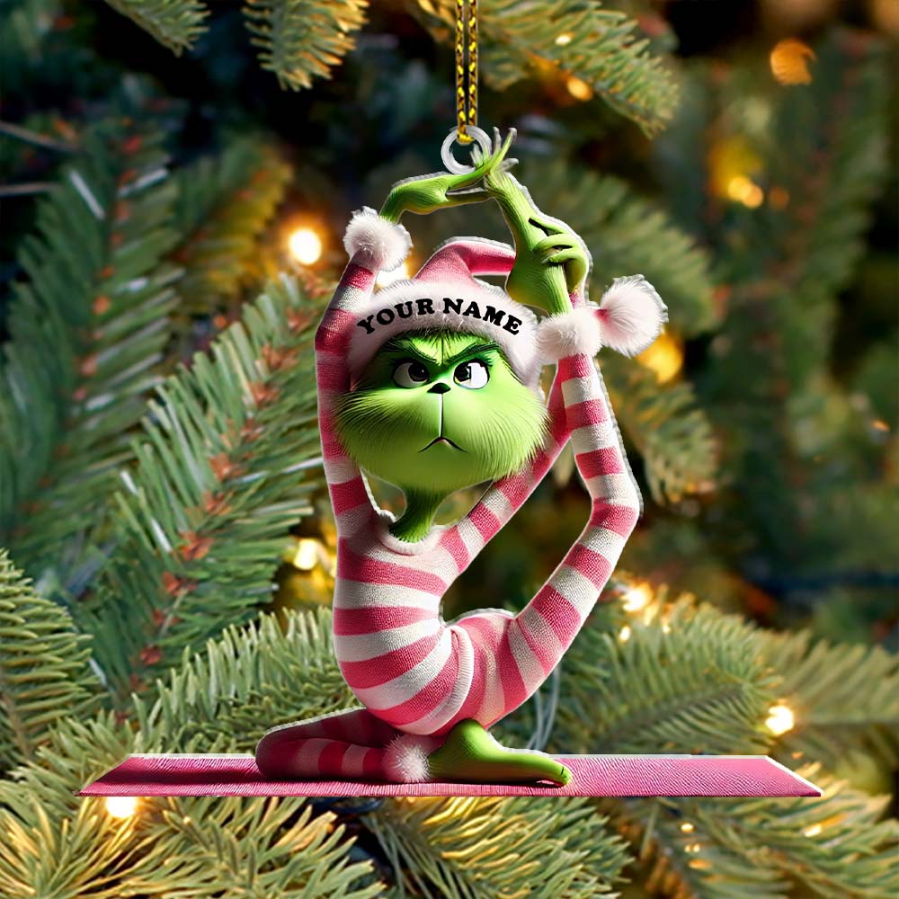 Blisscorners Custom Name Yoga Grinch Ornament, Christmas Gift for Yoga Lover2D Flat LM2111