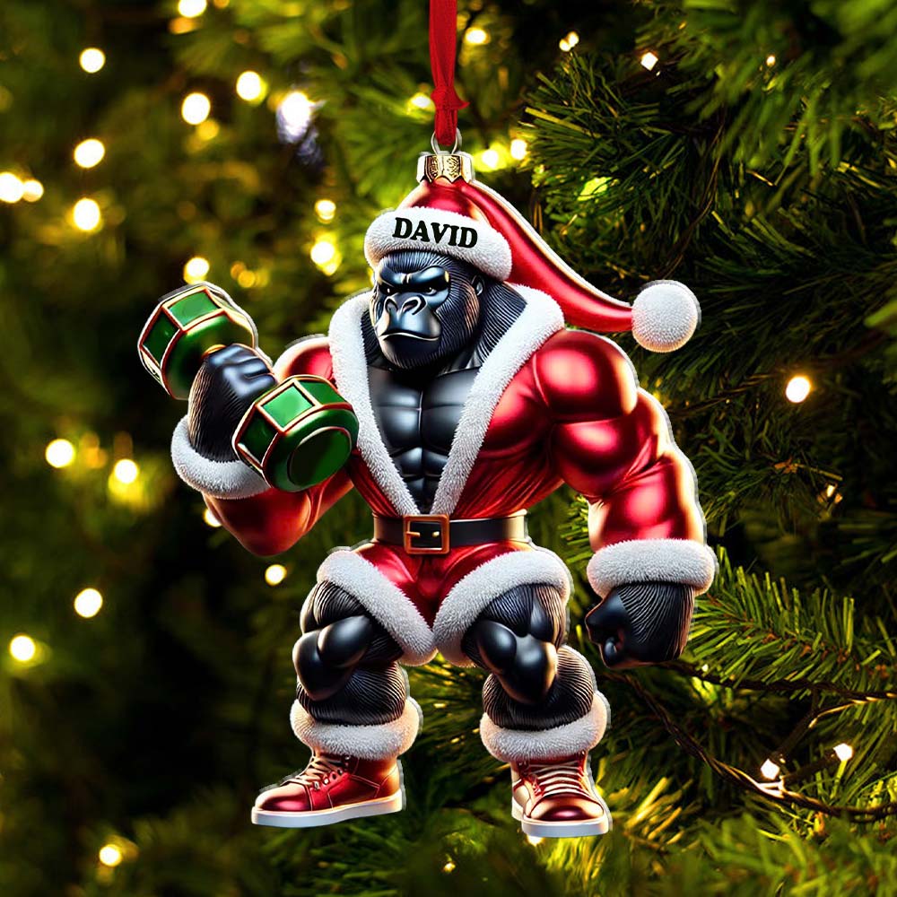 Blisscorners Black Kong Dumbbell Lift Christmas Ornament, Personalized Ornament2D Flat LM2211