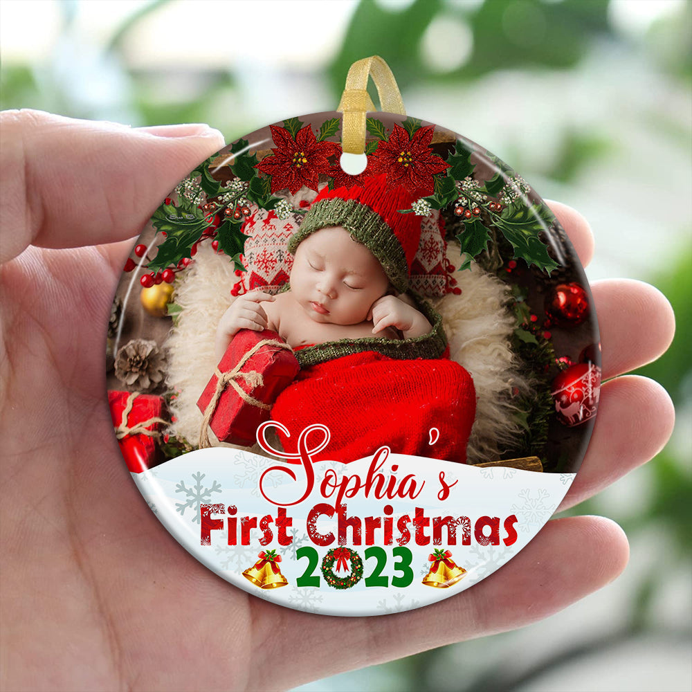 Blisscorners Baby's First Christmas - Personalized Ceramic Ornament - Gift For Christmas, Family Gift2D Flat LM2111