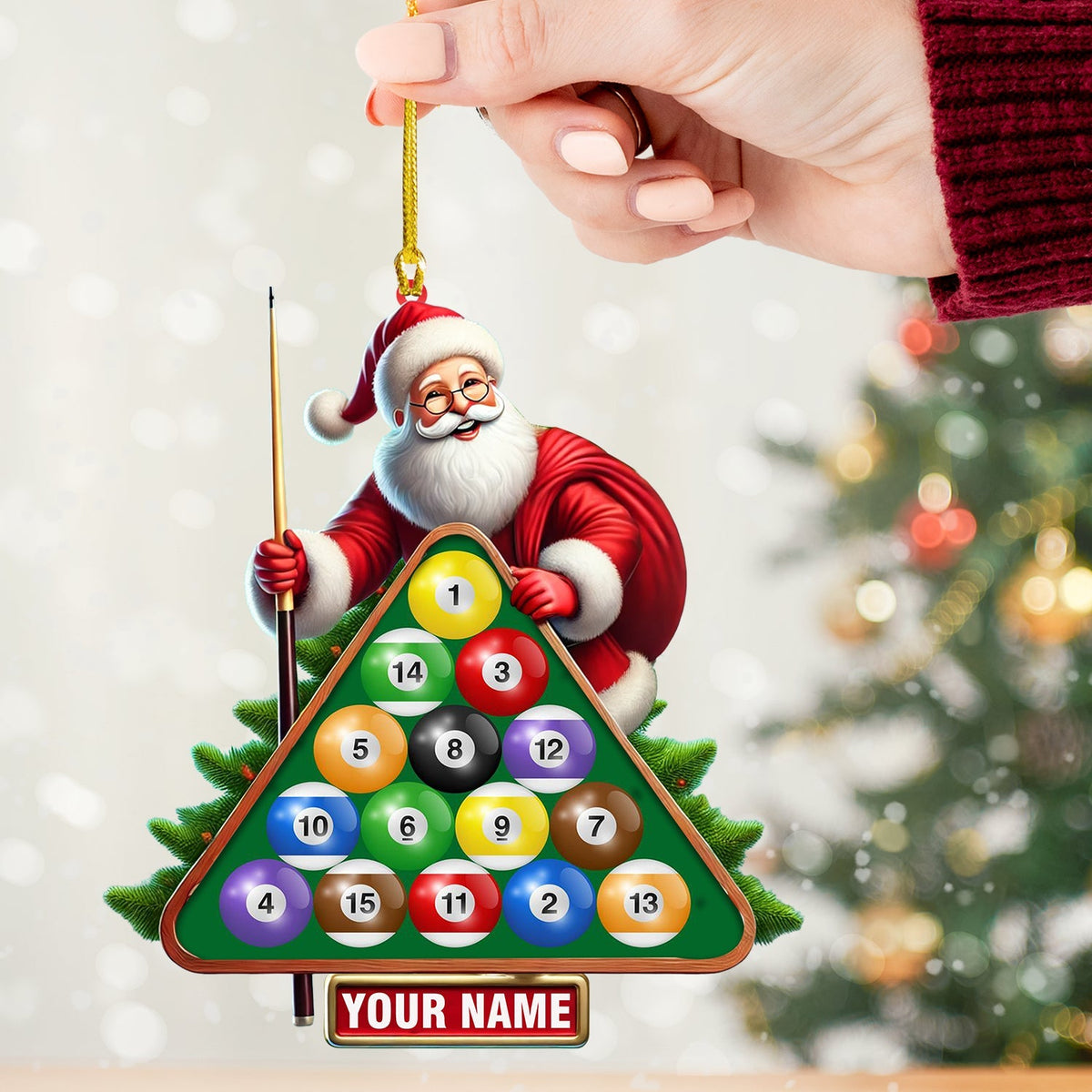 Blisscorners Billiard Santa Christmas Ornament, Personalized Ornament2D Flat LM2211