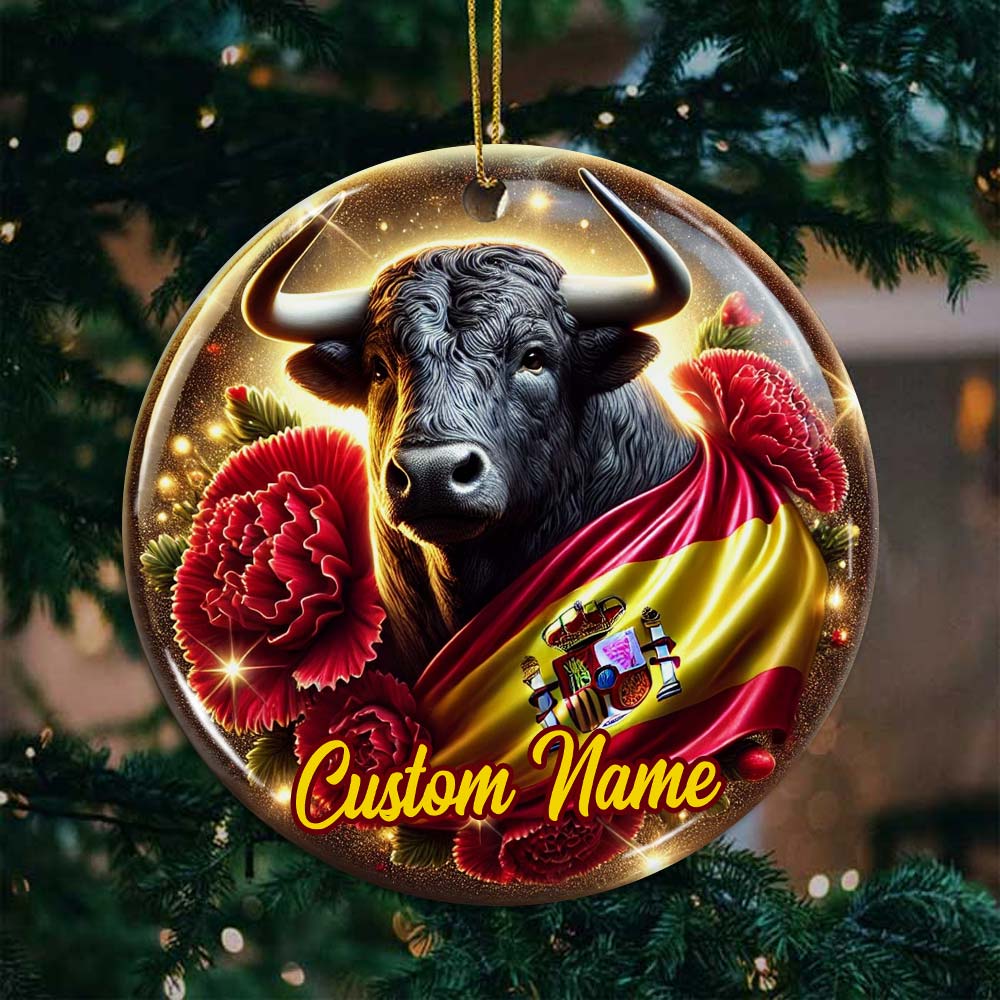 Blisscorners Custom Name Spain Ornament, Christmas Gift for Spain Lover2D Flat LM2211