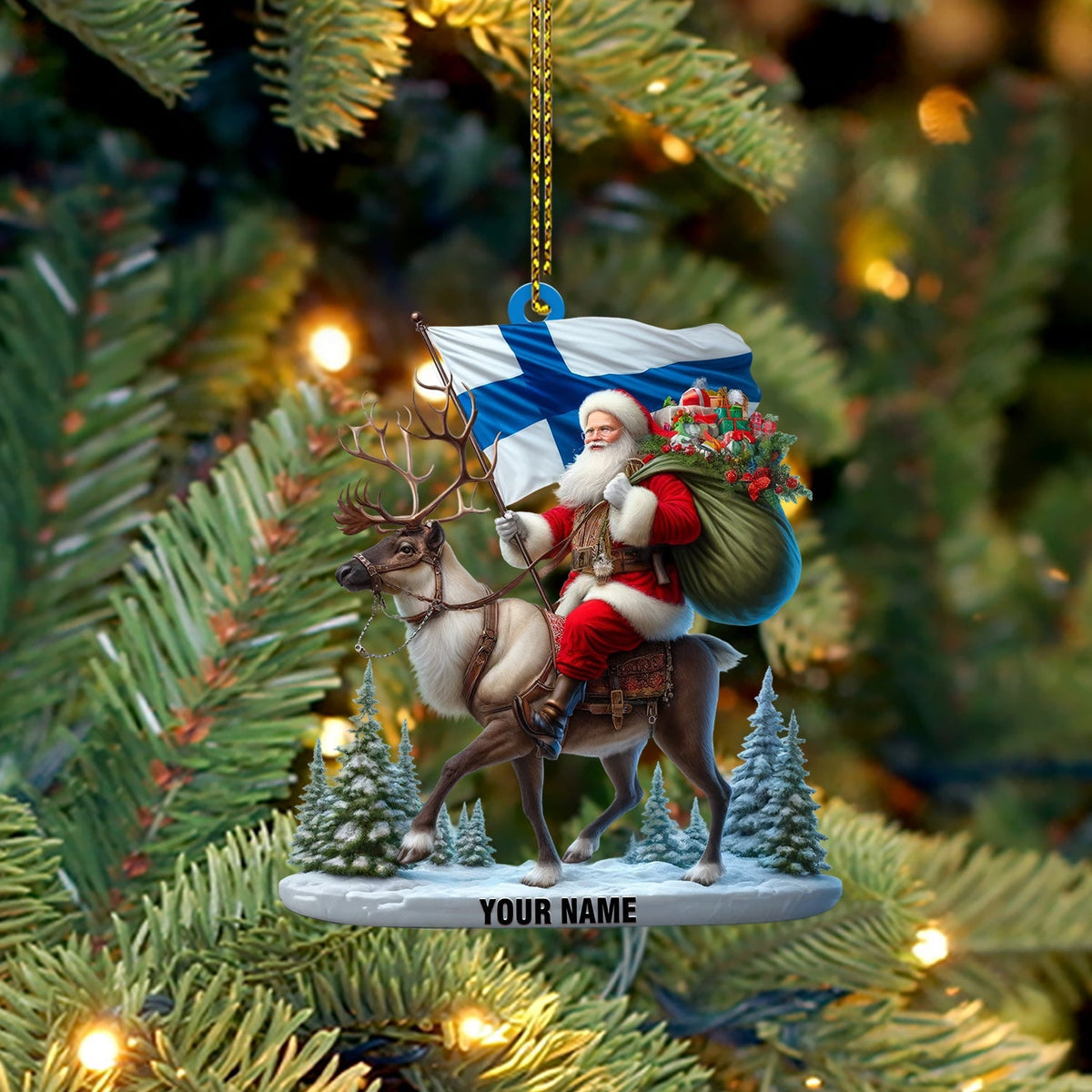 Blisscorners Santa Riding A Reindeer Home Decor Christmas Ornament, Personalized Ornament2D Flat LM2211