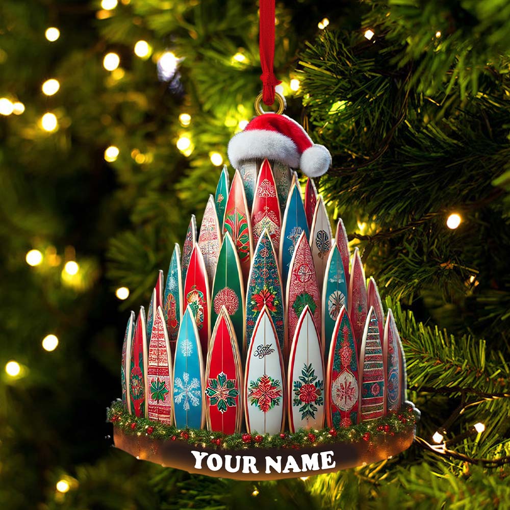Blisscorners Custom Name Surfing Ornament, Christmas Gift for Surfing Lover2D Flat LM2111