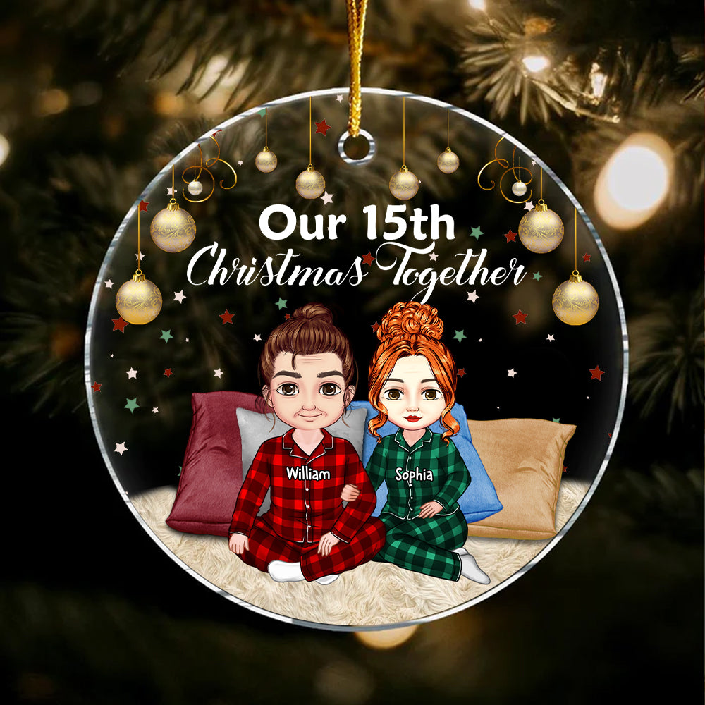 Blisscorners Our Christmas Together - Custom Appearances And Names, Personalized Acrylic Ornament - Gift For Christmas, Family Gift2D Flat LM2111
