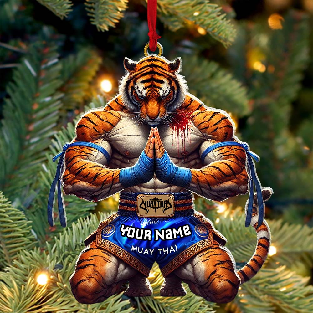 Blisscorners Custom Name Muay Thai Ornament, Christmas Gift for Muay Thai Lover2D Flat LM2211