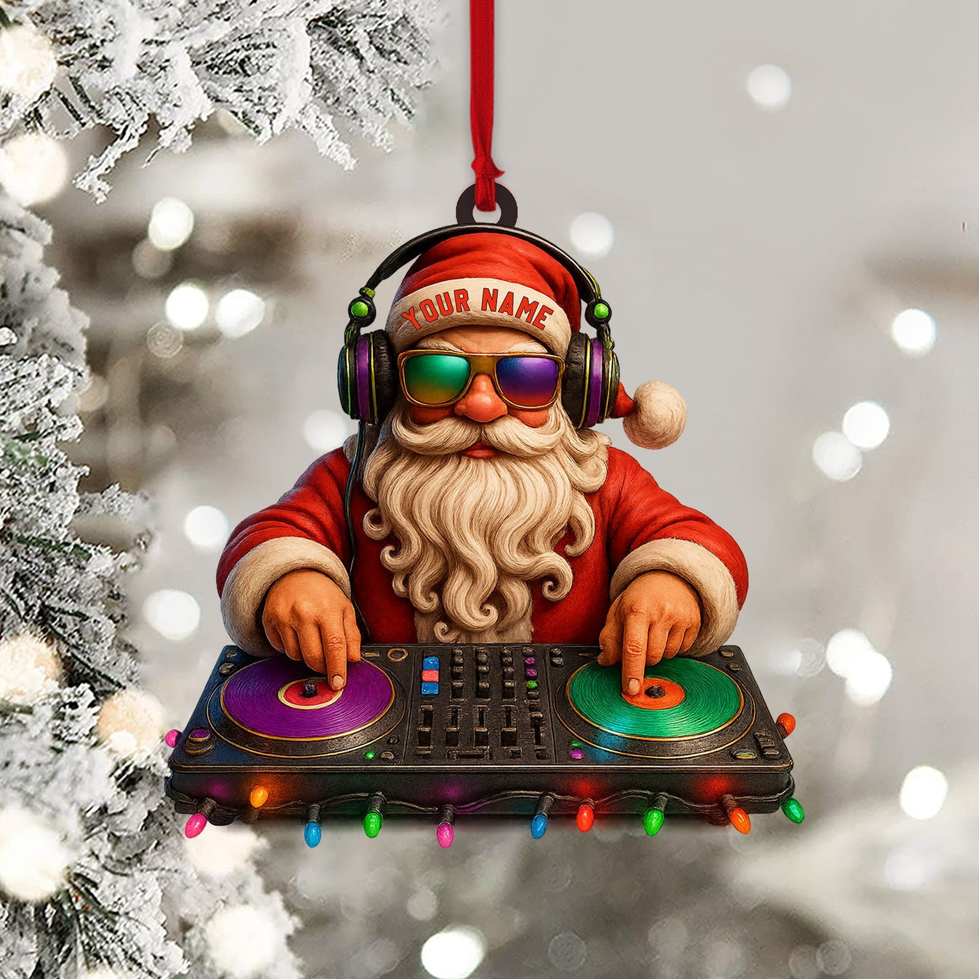 Blisscorners Santa DJ Christmas, Home Decor, Christmas Ornament, Personalized Ornament2D Flat LM2111