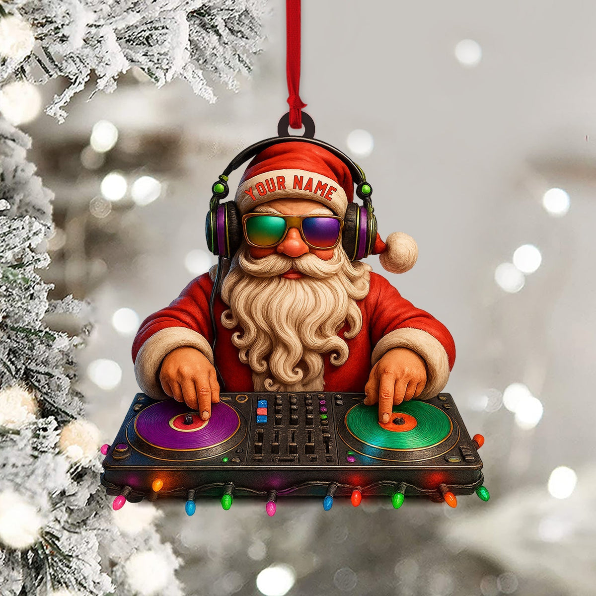Blisscorners Santa DJ Christmas, Home Decor, Christmas Ornament, Personalized Ornament2D Flat LM2111
