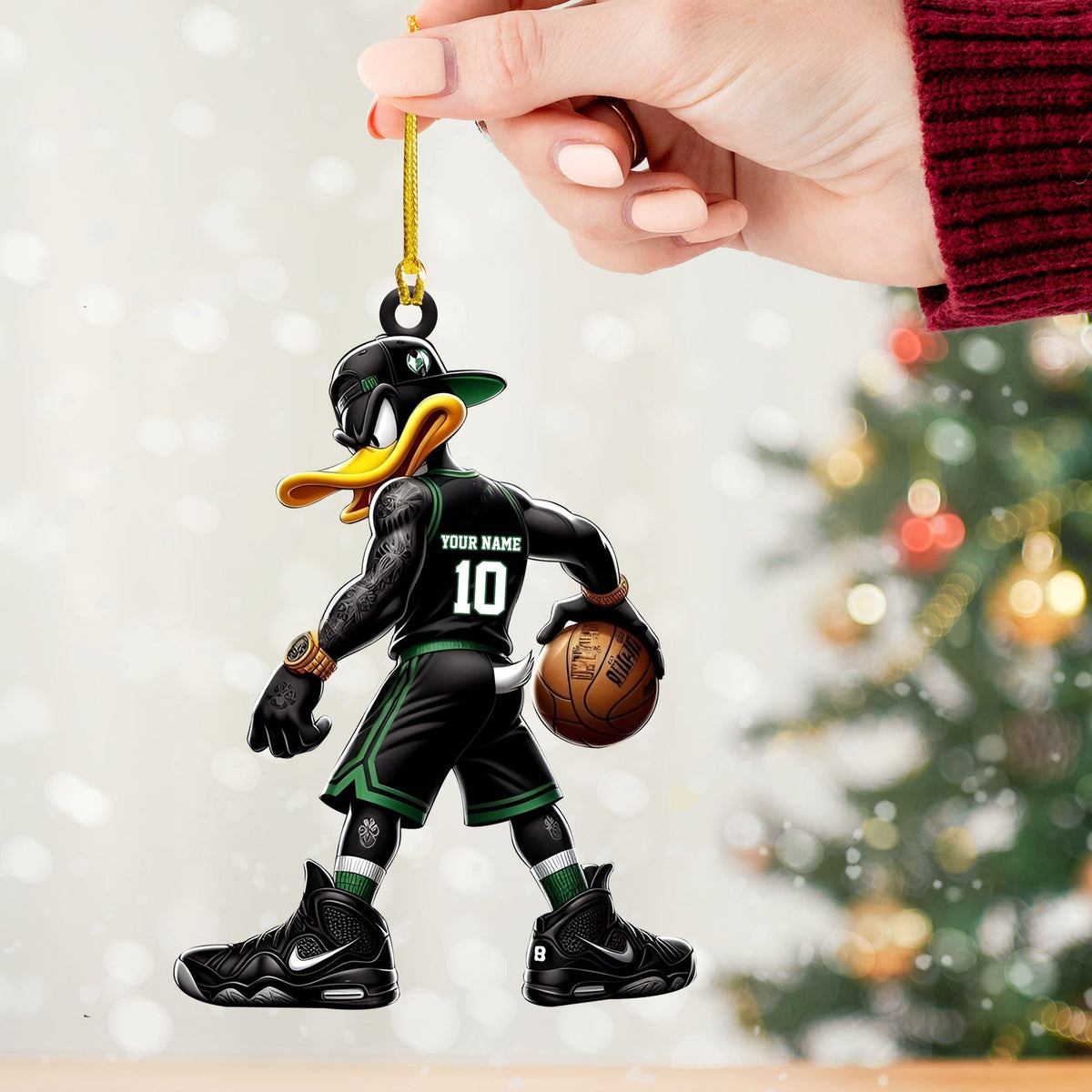 Blisscorners Custom Black Duck Basketball Ornament, Personalized Ornament2D Flat LM2211