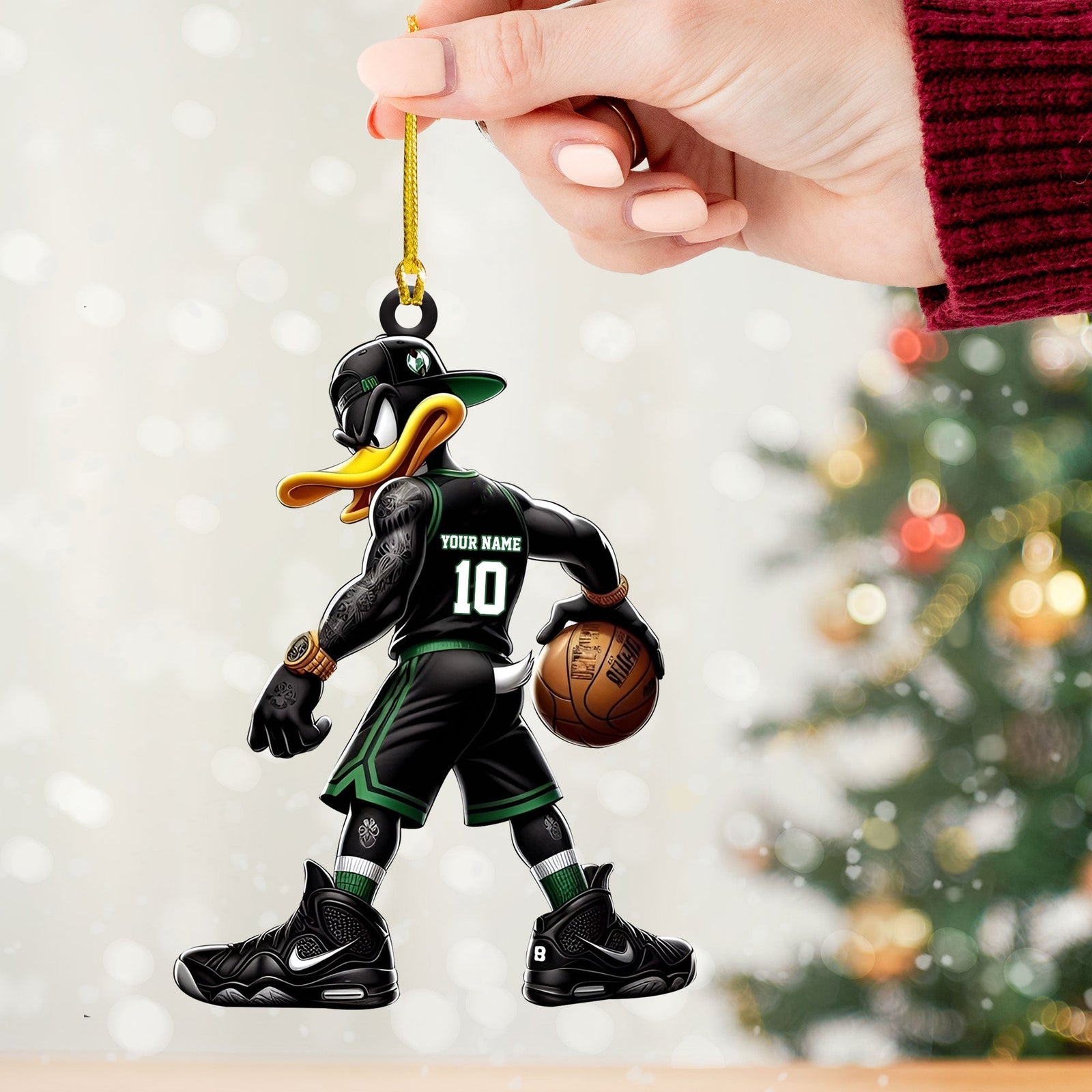 Blisscorners Custom Black Duck Basketball Ornament, Personalized Ornament2D Flat LM2211