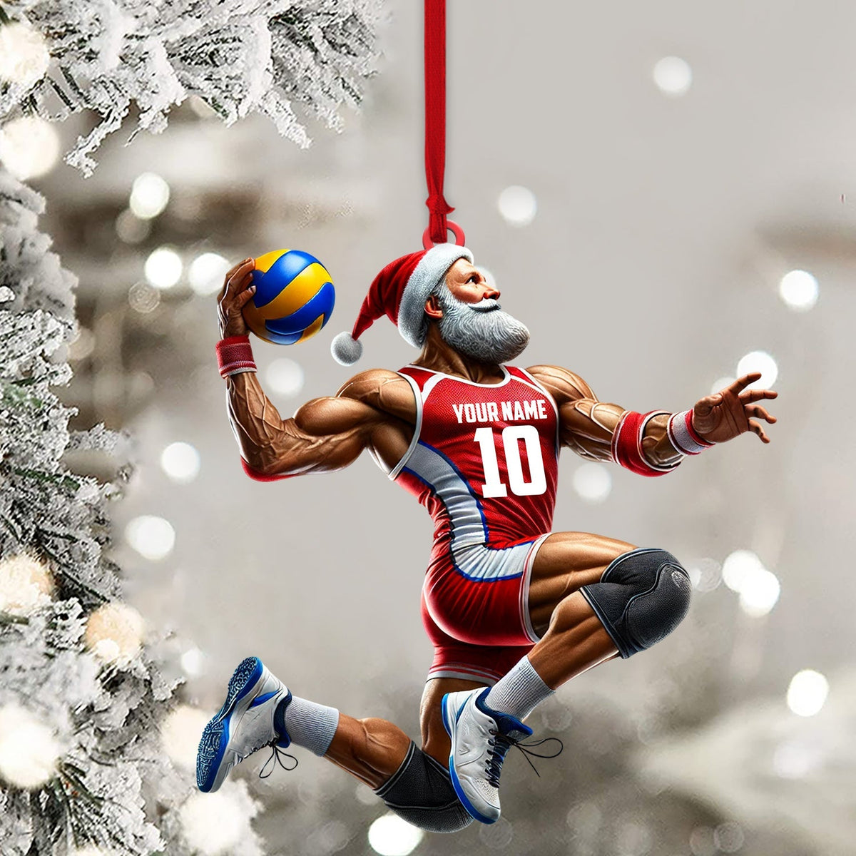 Blisscorners Volleyball Santa Home Decor Christmas Ornament, Personalized Ornament2D Flat LM2211