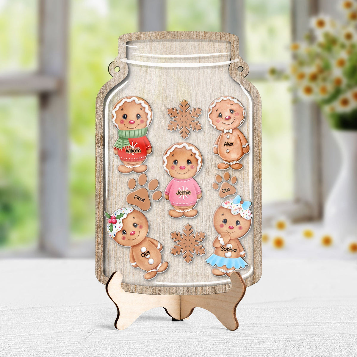 Blisscorners Custom Gingerbread Family Reward Jar - Personalized Jar Layered Ornament - Gift For Family, Christmas Gift2D Flat LM2111