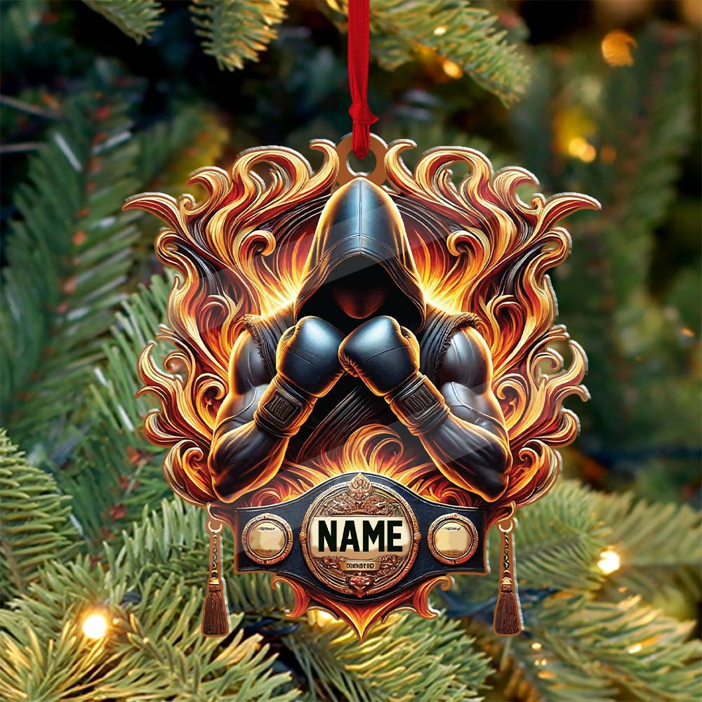 Blisscorners Custom Name Ornament, Boxing Fire2D Flat LM2211
