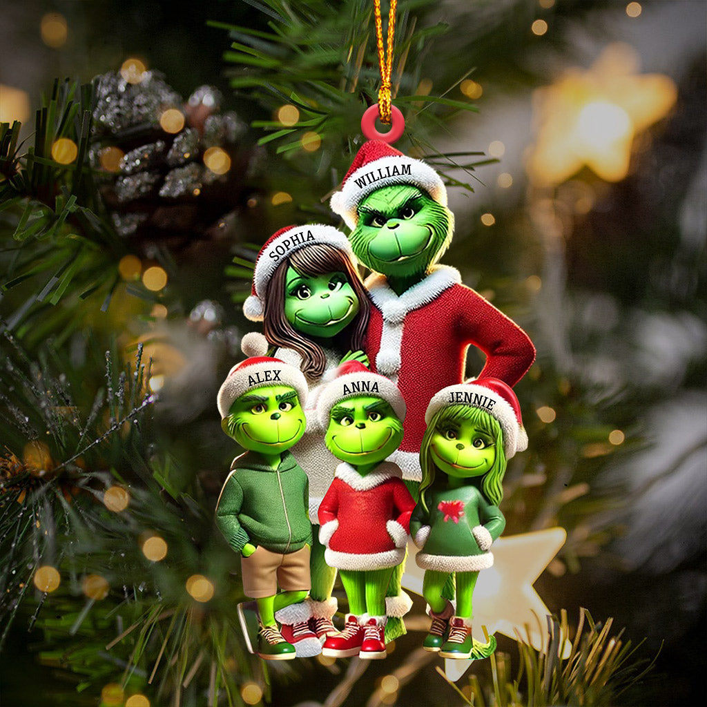 Blisscorners ELF Family Christmas Ornament, Personalized Ornament2D Flat LM2211