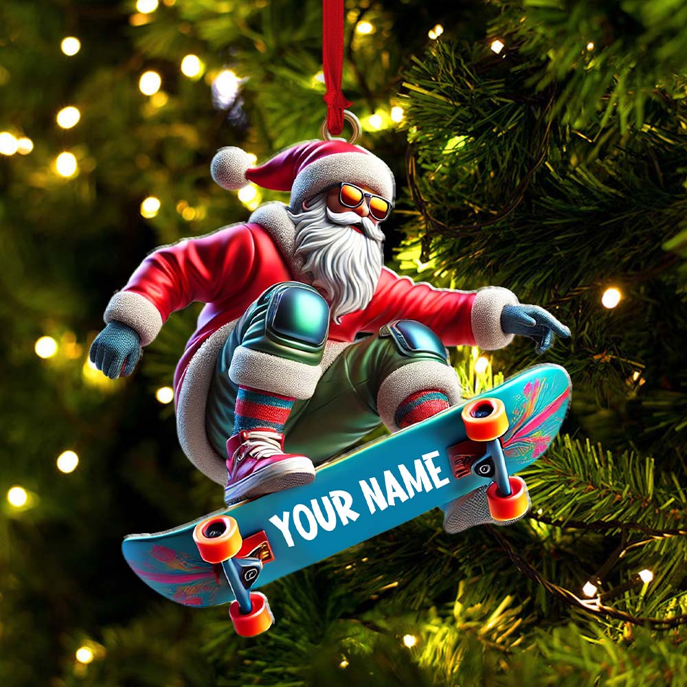 Blisscorners Skateboarding Santa Christmas Ornament, Personalized Ornament2D Flat LM2211