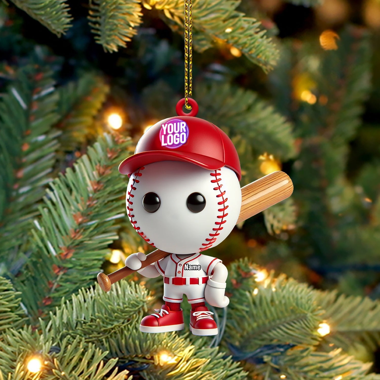 Blisscorners Baseball Christmas Ornament, Personalized Ornament2D Flat LM2211