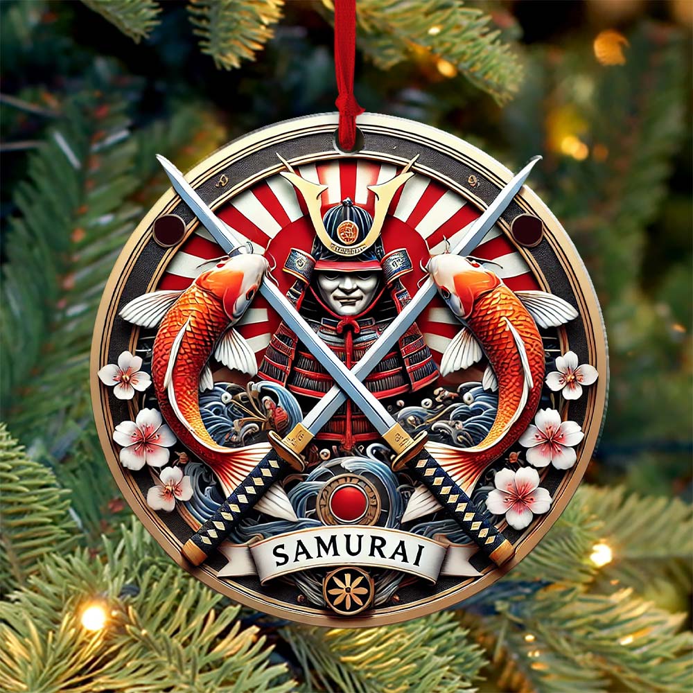 Blisscorners Custom Name Japan Samurai Ornament, Christmas Gift for Samurai Lover2D Flat LM2211