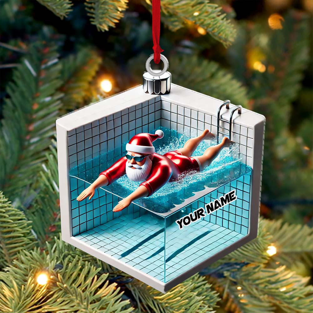 Blisscorners Swimming Santa Christmas Ornament, Personalized Ornament2D Flat LM2211