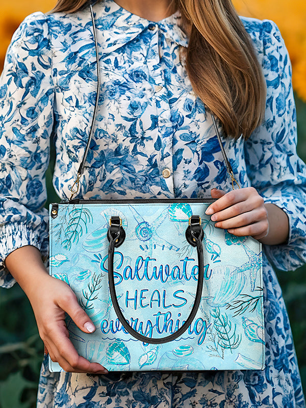 BLISSCORNERS SALTWATER HEALS EVERYTHING LEATHER HANDBAG