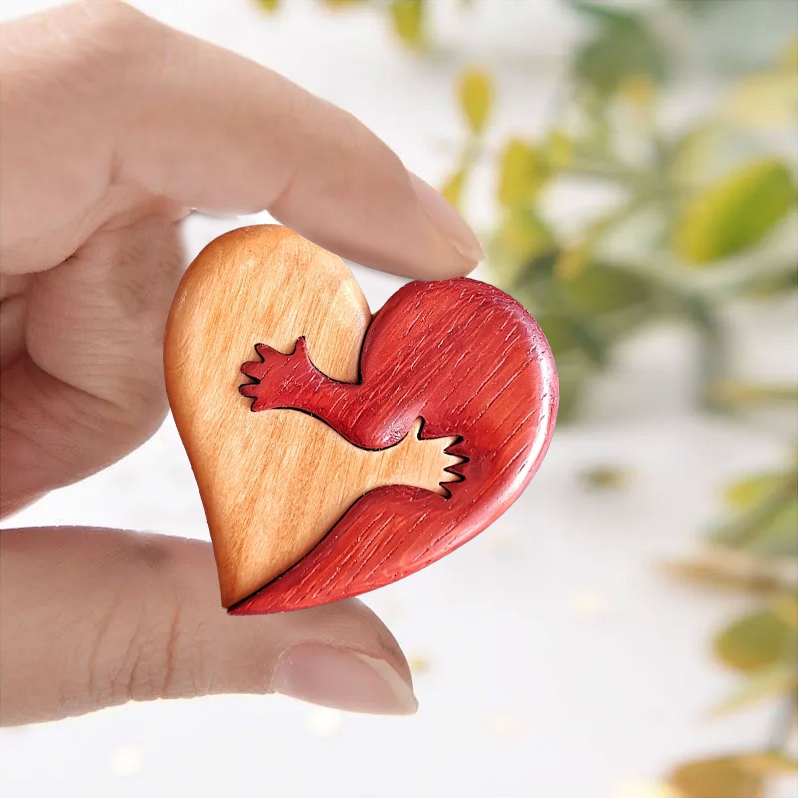 Blisscorners A Hug From My Heart For You, Couple Gift, Personalized Couple Puzzle Wooden2D Flat LM2111