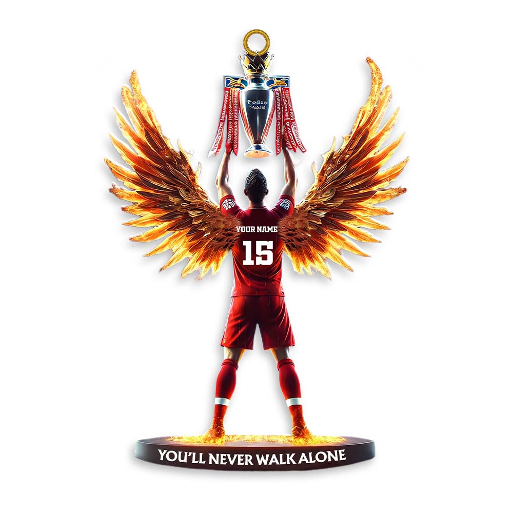 Blisscorners Custom Name and Number Football Champion Memorial Ornament, Christmas Gift2D Flat LM2111