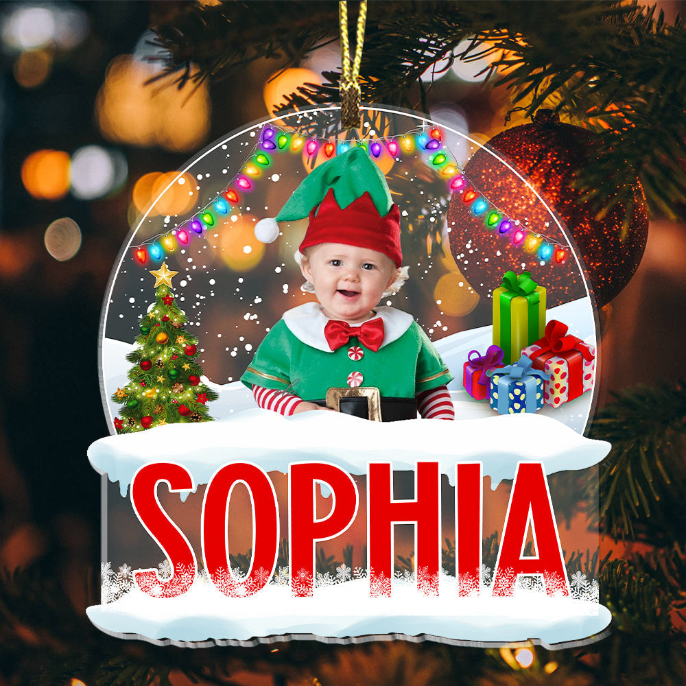 Blisscorners Baby And Snow - Custom Photo And Name, Personalized Acrylic Ornament - Gift For Christmas, Family Gift2D Flat LM2111