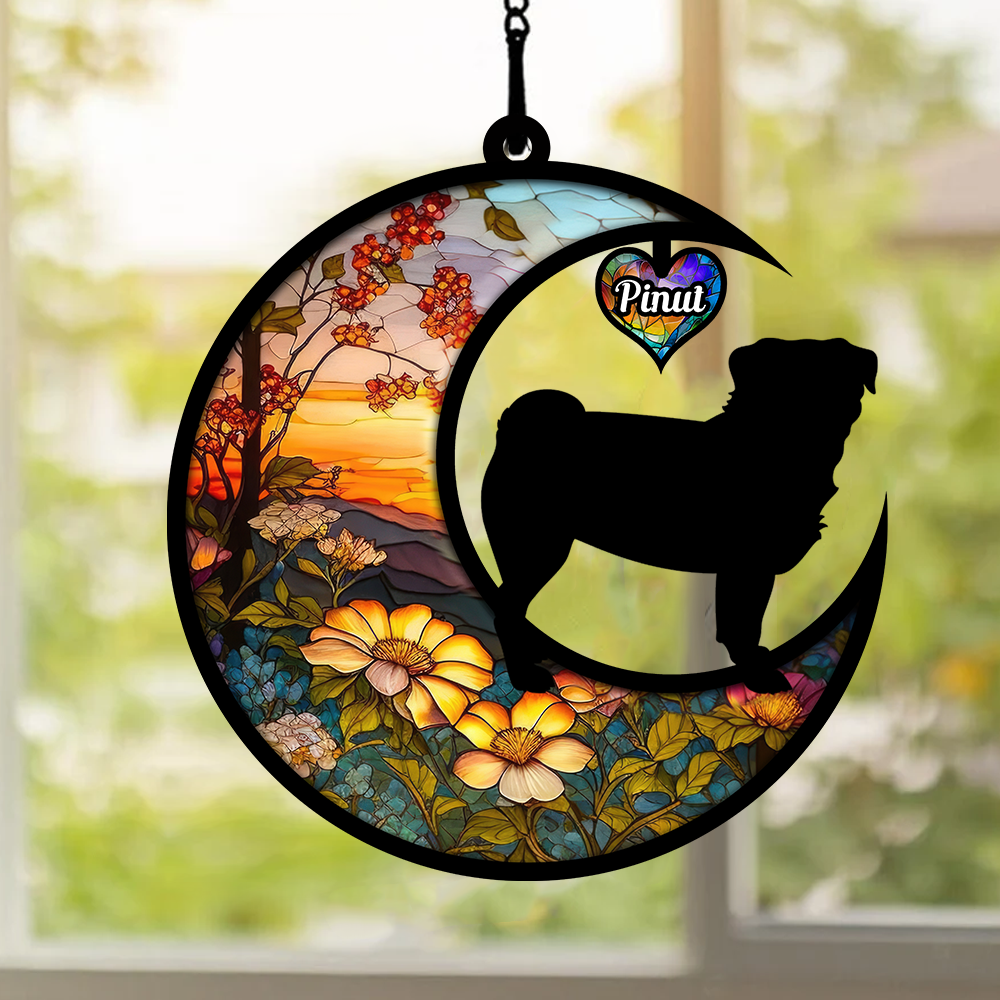 Blisscorners Custom Background And Name, Dog Breed Personalized Ornament, Window Ornament2D Flat LM2111