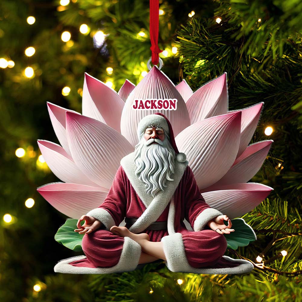Blisscorners Custom Name Yoga Santa Ornament, Yogi Christmas Gift2D Flat LM2211