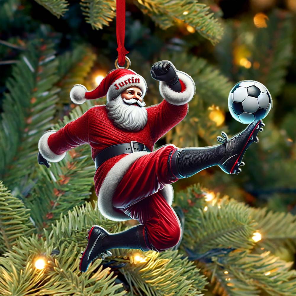 Blisscorners Custom Name Football Santa Ornament, Christmas Gift2D Flat LM2211
